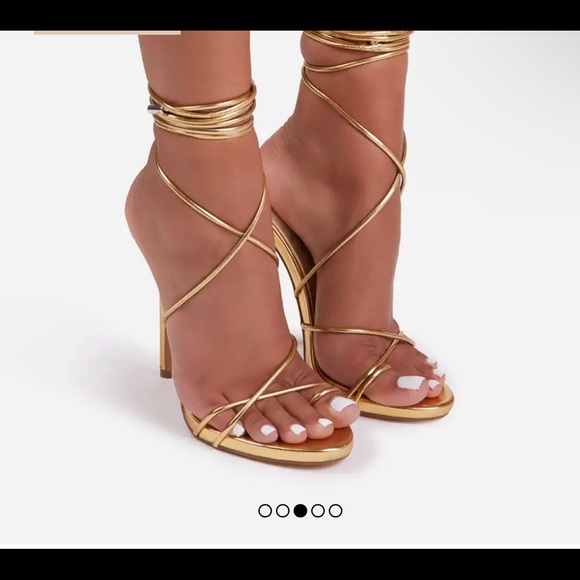 Gold Lace Up Heels - Picture 2 of 3
